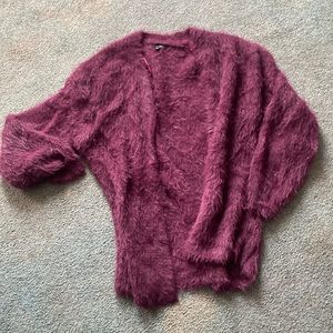 Fuzzy just past waist length cardigan